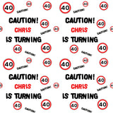 Caution 40th Personalised Birthday Wrapping Paper
