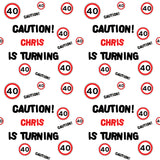 Caution 40th Personalised Birthday Wrapping Paper