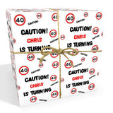 Caution 40th Personalised Birthday Wrapping Paper