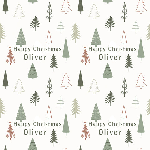 Christmas Trees Personalised Wrapping Paper - Large Sheet