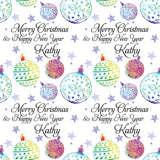 Watercolour Baubles Personalised Christmas Wrapping Paper