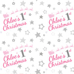 Baby's 1st Christmas Pink Stars Personalised Wrapping Paper