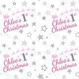 Baby's 1st Christmas Pink Stars Personalised Wrapping Paper