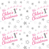 Baby's 1st Christmas Pink Stars Personalised Wrapping Paper