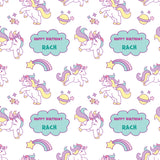 Pink Unicorn Cartoon Personalised Birthday Wrapping Paper