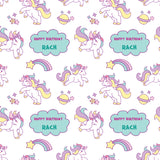 Pink Unicorn Cartoon Personalised Birthday Wrapping Paper