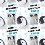 Penguins Personalised Christmas Wrapping Paper