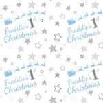 Baby's 1st Christmas Blue Stars Personalised Wrapping Paper