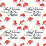 Santa Hats Watercolour Personalised Christmas Wrapping Paper