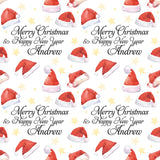 Santa Hats Watercolour Personalised Christmas Wrapping Paper