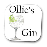 Personalised Gin With Lime Drinks Coaster - Glossy Finish Coaster
