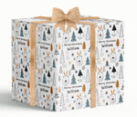 Baby's 1st Christmas Blue & Gold Bears and Trees Personalised Wrapping Paper