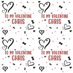 Black Heart Valentines Anniversary Personalised Wrapping Paper For Him For Her