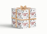 Black Heart Valentines Anniversary Personalised Wrapping Paper For Him For Her