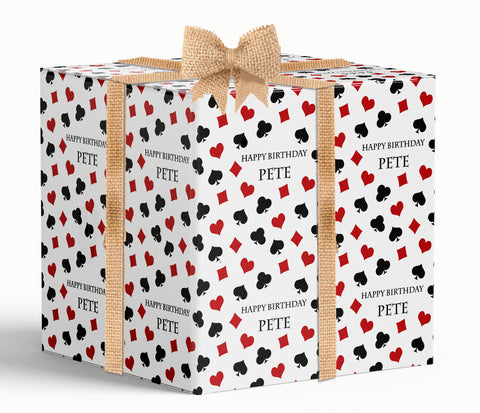 Poker Casino Playing Cards Personalised Birthday Wrapping Paper