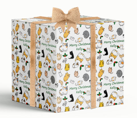 Cats Personalised Christmas Wrapping Paper