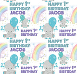 Baby's First Birthday Personalised Blue Elephant Wrapping Paper