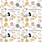 Cartoon Cats Personalised Birthday Wrapping Paper