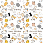 Cartoon Cats Personalised Birthday Wrapping Paper