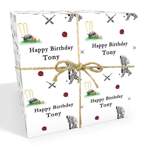 Cricket Personalised Birthday Wrapping Paper