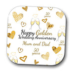 Personalised Golden Wedding Anniversary Drinks Coaster