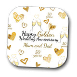 Personalised Golden Wedding Anniversary Drinks Coaster