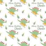 Dinosaurs In Sledges Personalised Christmas Wrapping Paper