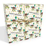 Ducks In Wellies Personalised Birthday Wrapping Paper