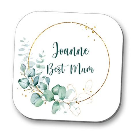 Best Mum Personalised Coaster - Eucalyptus Mother's Day