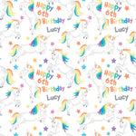 Unicorn with Rainbow Hair Personalised Birthday Wrapping Paper