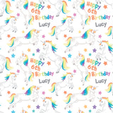 Unicorn with Rainbow Hair Personalised Birthday Wrapping Paper