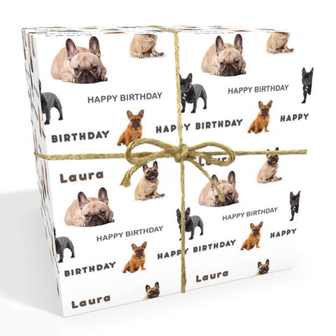 French Bulldog Personalised Birthday Wrapping Paper