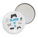 Gaming Themed Personalised Birthday Badge, Mirror or Magnet