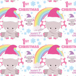 Baby's 1st Christmas Pink Elephant Personalised Wrapping Paper