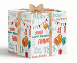 Birthday Personalised Wrapping Paper- Add A Name and Age - Available in different colours