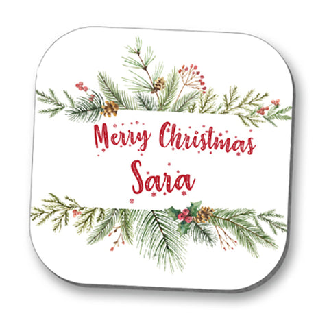 Merry Christmas Personalised Coaster