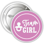 Team Boy and Girl Personalised Baby Shower Gender Reveal Badge, Mirror or Magnet