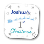 Baby's 1st Christmas Blue Coaster