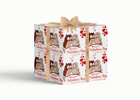 Owls Valentines Personalised Wrapping Paper