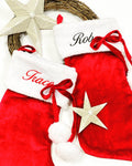 Hanging Christmas Plush Stocking Personalised with Embroidered Name