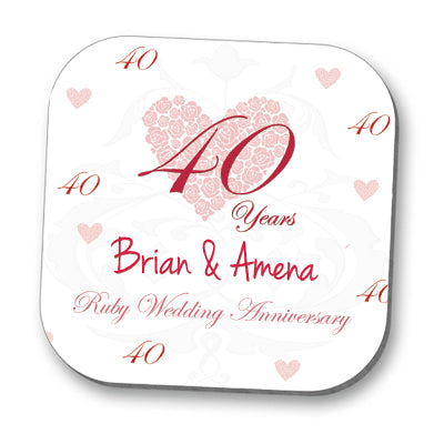 Ruby 40th Anniversary Personalised Coaster