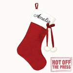 Hanging Christmas Plush Stocking Personalised with Embroidered Name