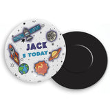 Space Themed Personalised Birthday Badge, Mirror or Magnet