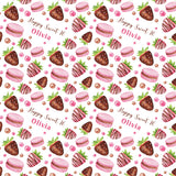 Macaroons and Strawberries Personalised Birthday Wrapping Paper