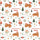 Tigers and Snowmen Christmas Personalised Wrapping Paper