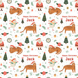 Tigers and Snowmen Christmas Personalised Wrapping Paper