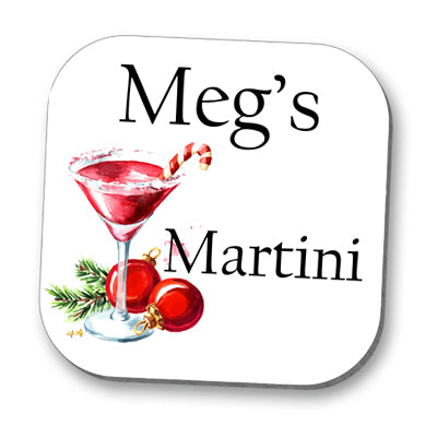 Personalised Martini Christmas Drinks Coaster - Glossy Finish