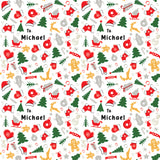 Christmas Symbols Santa Glove Hat Personalised Wrapping Paper - Large Sheet