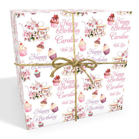 Afternoon Tea Personalised Birthday Wrapping Paper