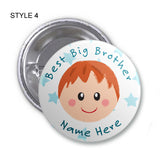 Best Big Brother Personalised Birthday Badge, Mirror or Magnet